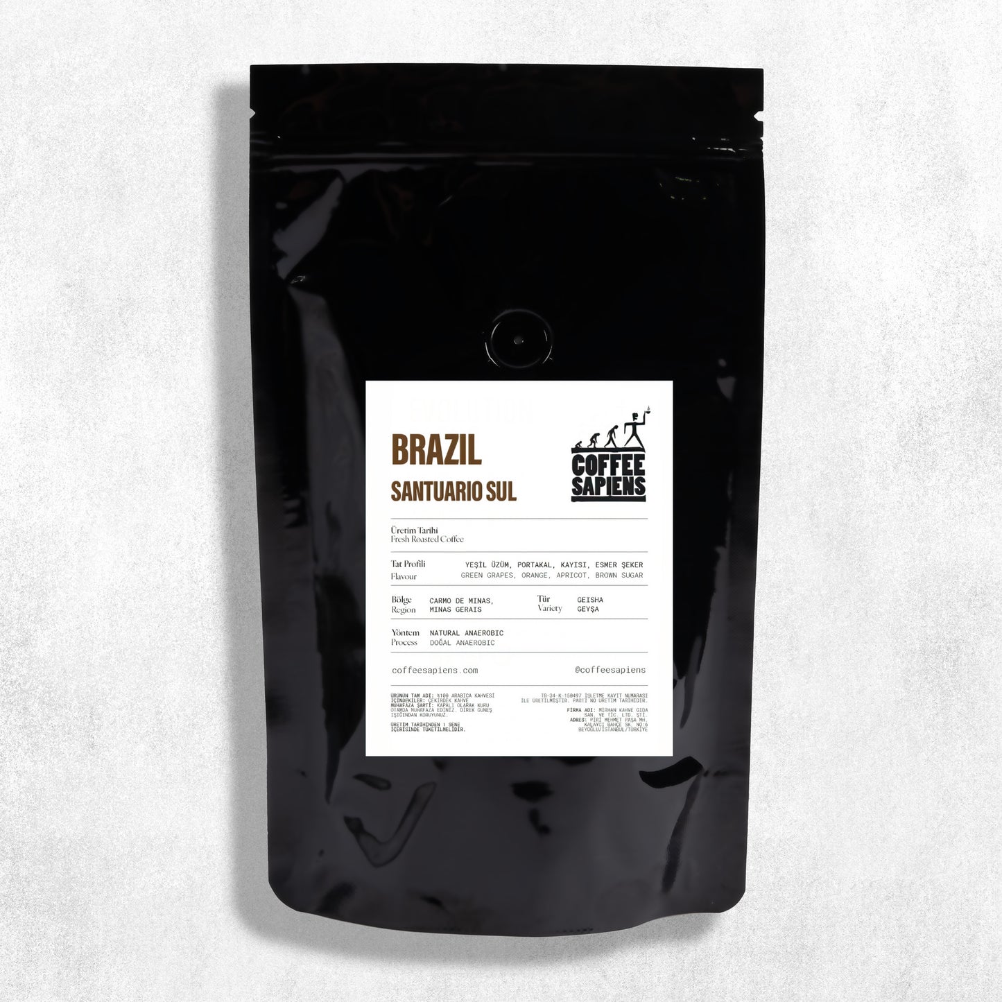 Coffee Sapiens Brazil Santuario Sul Geisha kahve çekirdeği paketi